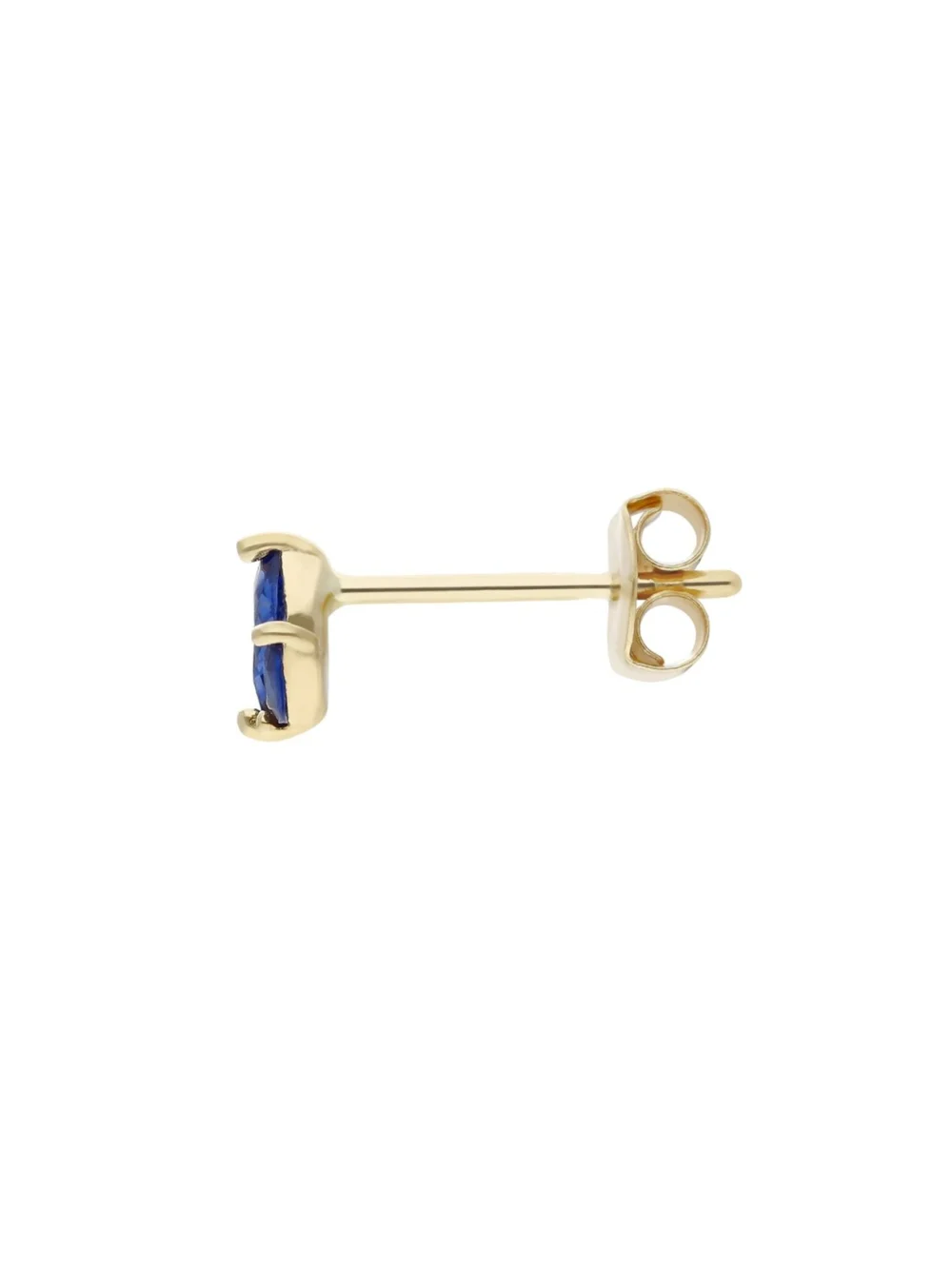 William May 9ct Yellow Gold Blue Cubic Zirconia Trilogy Stud Earrings, view 2