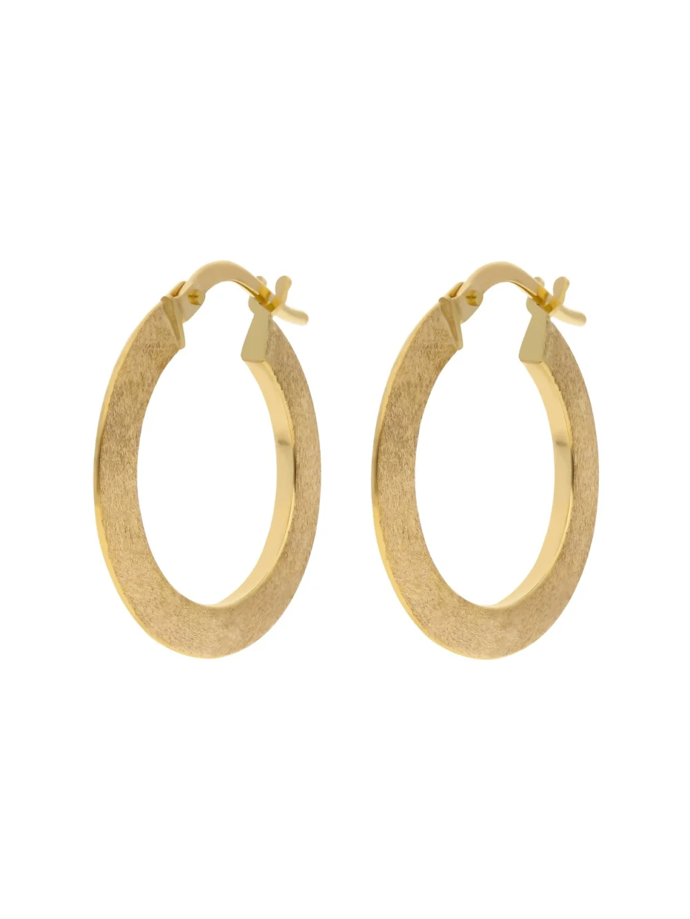 William May 9ct Yellow Gold Brushed Finish Hoop Earrings