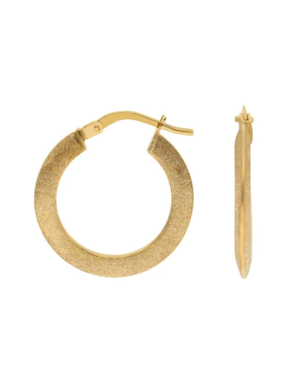 William May 9ct Yellow Gold Brushed Finish Hoop Earrings, view 2