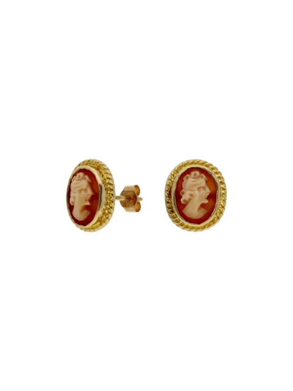 William May 9ct Yellow Gold Cameo Stud Earrings