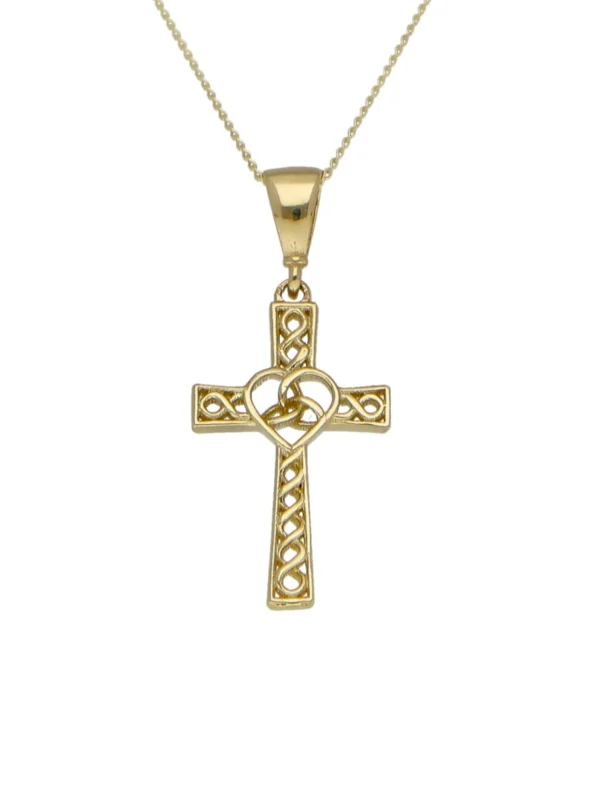 William May 9ct Yellow Gold Celtic Cross Pendant & 18" Chain Necklace