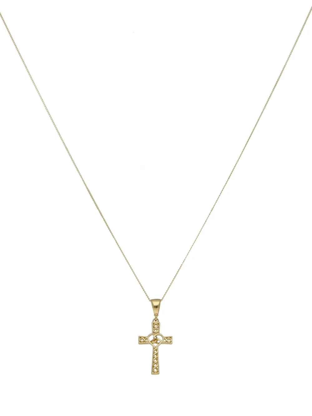 William May 9ct Yellow Gold Celtic Cross Pendant & 18" Chain Necklace, view 2