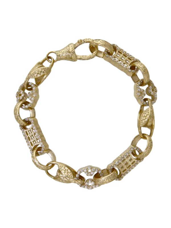 William May 9ct Yellow Gold Childs 5" Tulip & Gemstone Bar Link Bracelet