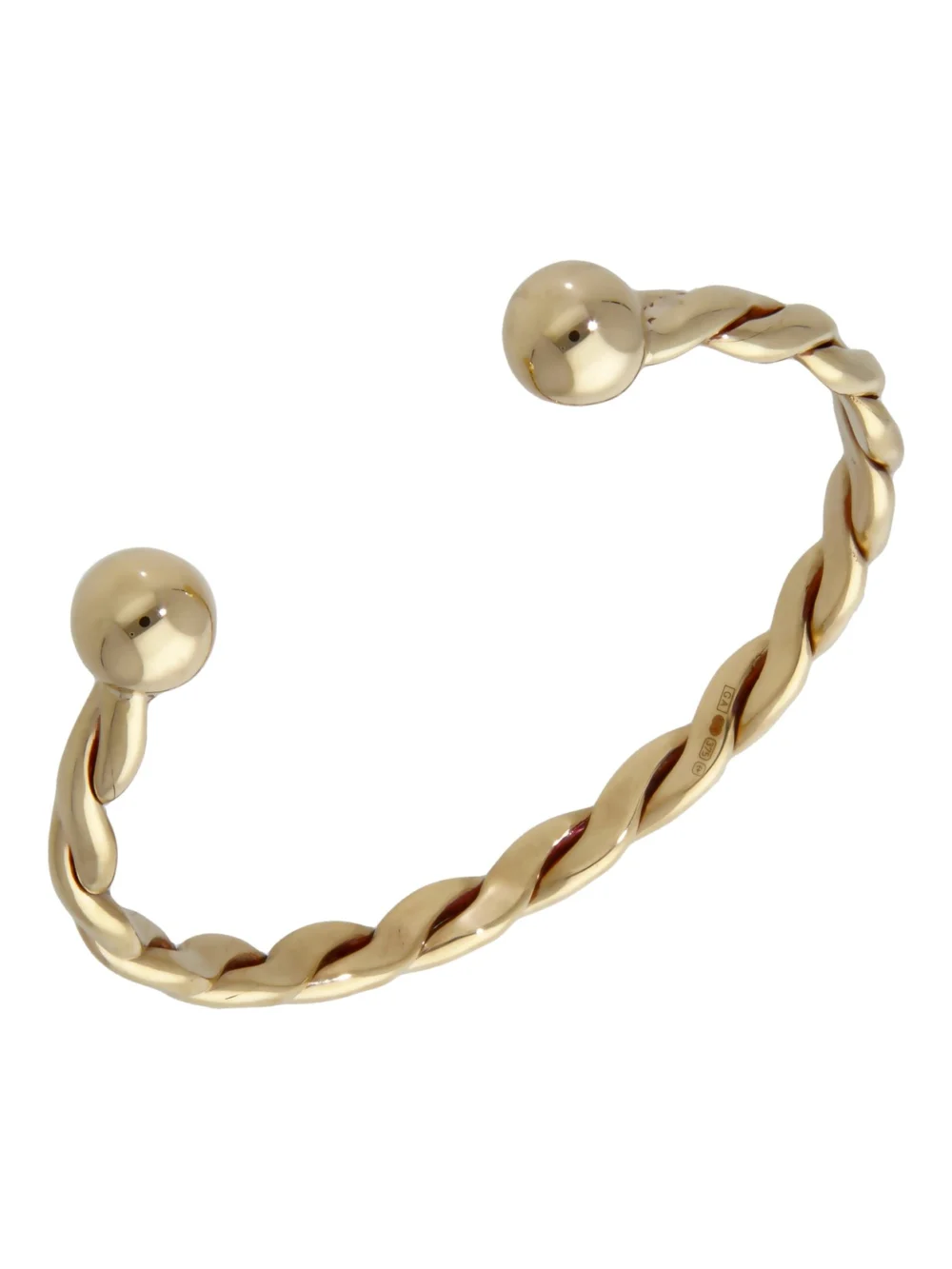 William May 9ct Yellow Gold Childs Solid Twist Ball Torque Bangle