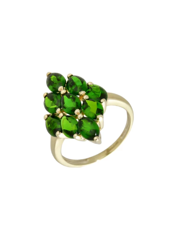 William May 9ct Yellow Gold Chrome Diopside Cluster Ring