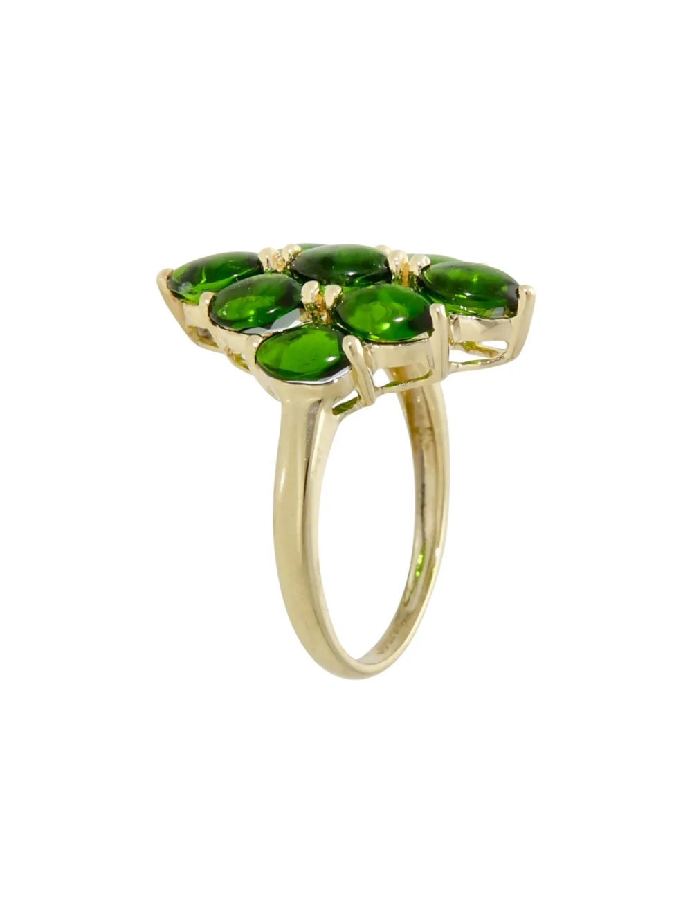 William May 9ct Yellow Gold Chrome Diopside Cluster Ring, view 2