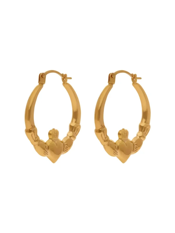 William May 9ct Yellow Gold Claddagh Creole Earrings