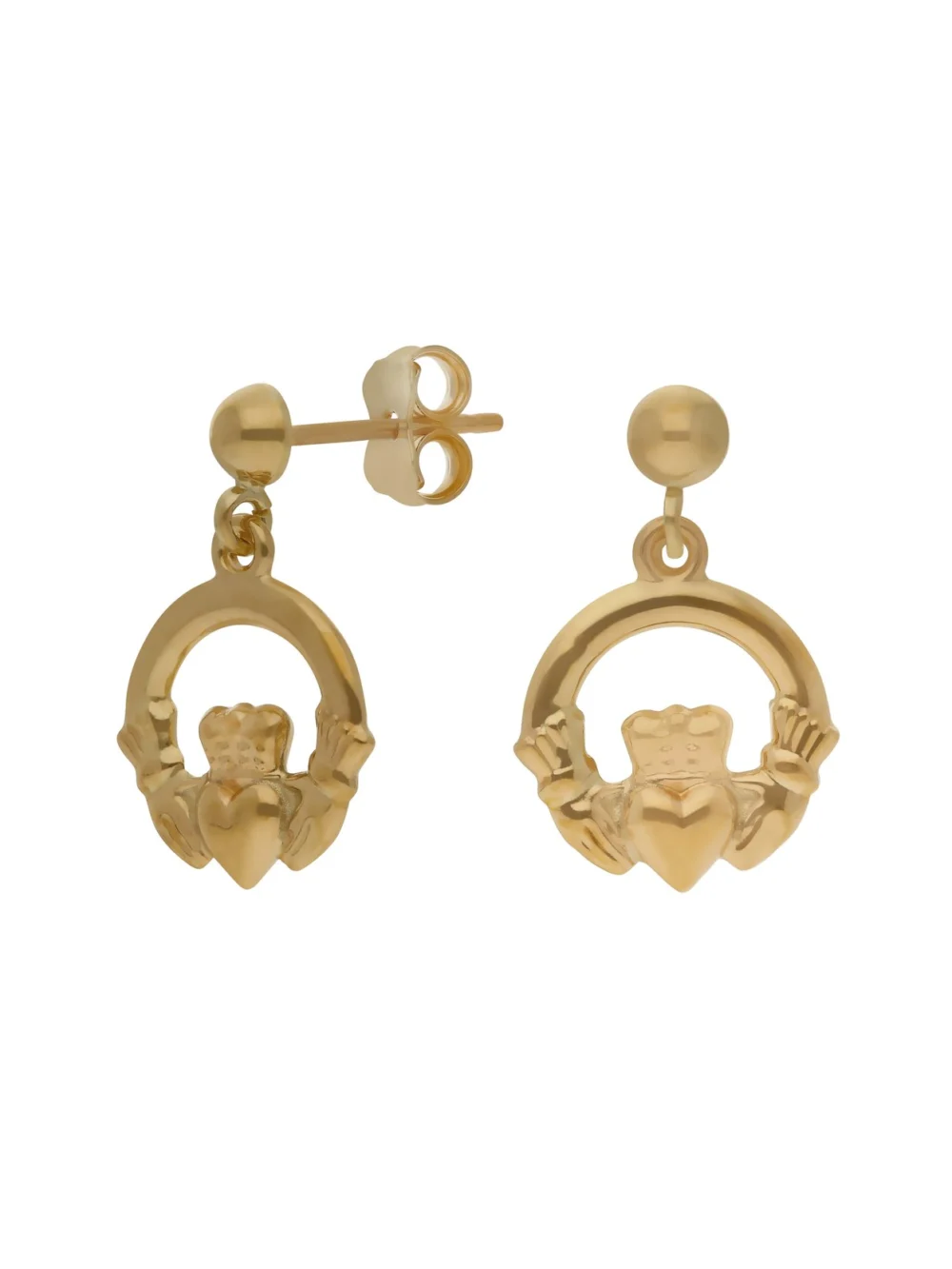 William May 9ct Yellow Gold Claddagh Drop Earrings