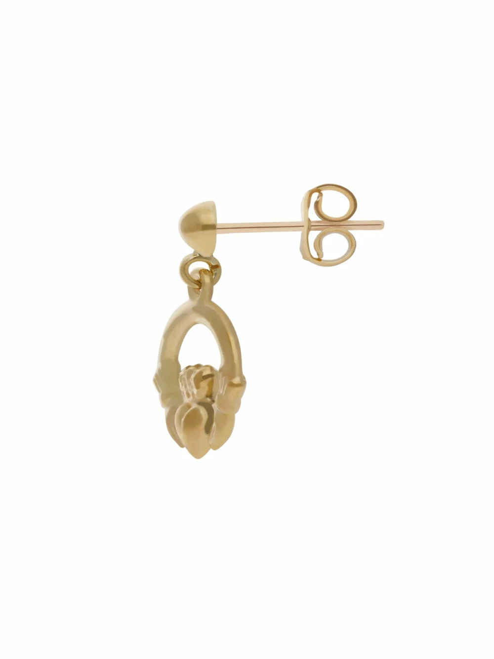 William May 9ct Yellow Gold Claddagh Drop Earrings, view 2