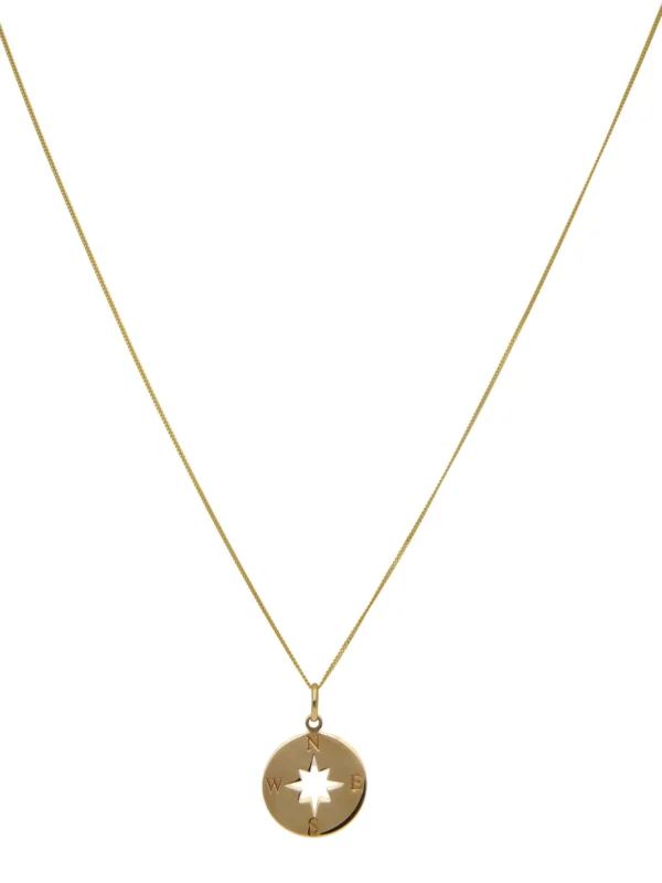William May 9ct Yellow Gold Compass Pendant & 18" Necklace