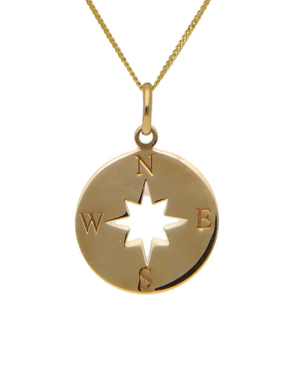 William May 9ct Yellow Gold Compass Pendant & 18" Necklace, view 2