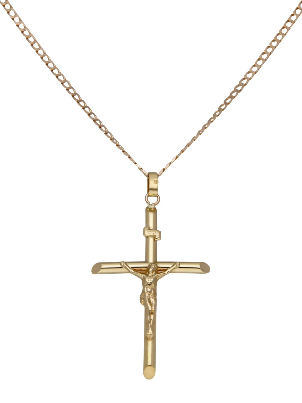 William May 9ct Yellow Gold Crucifix & Curb Chain Necklace