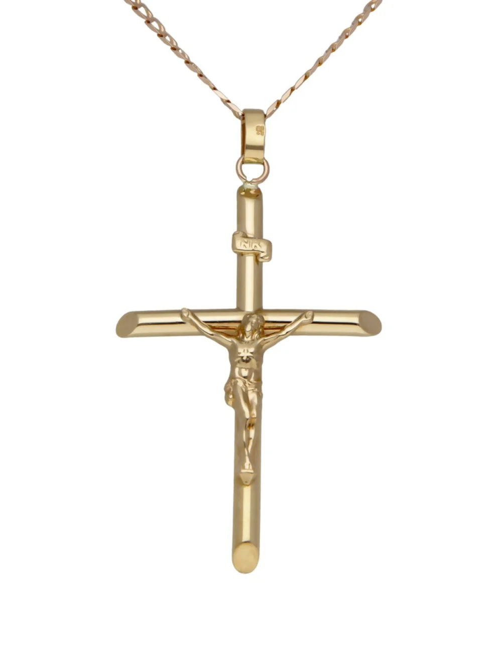 William May 9ct Yellow Gold Crucifix & Curb Chain Necklace, view 3