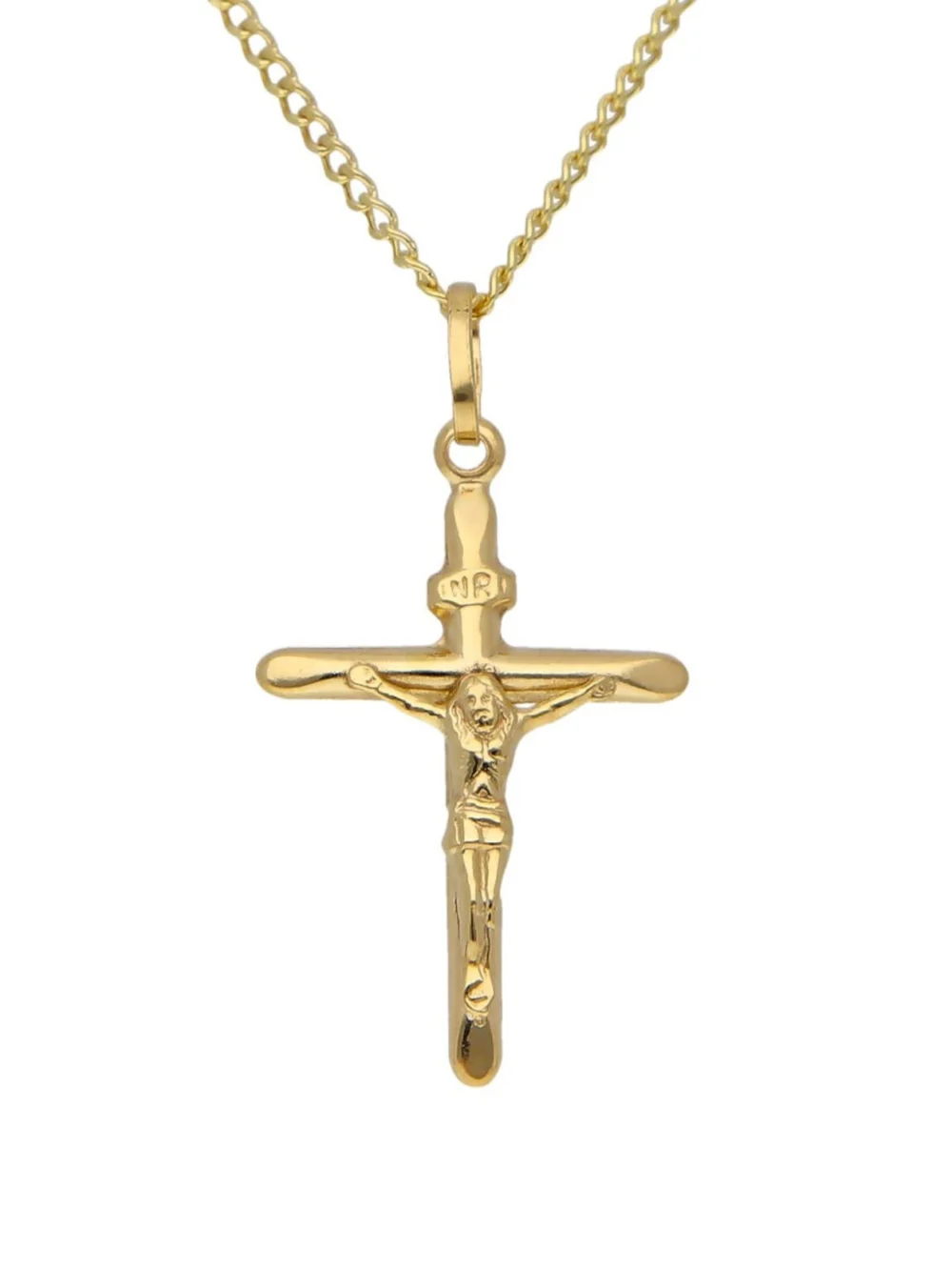 William May 9ct Yellow Gold Crucifix Pendant & 18" Curb Necklace, view 2