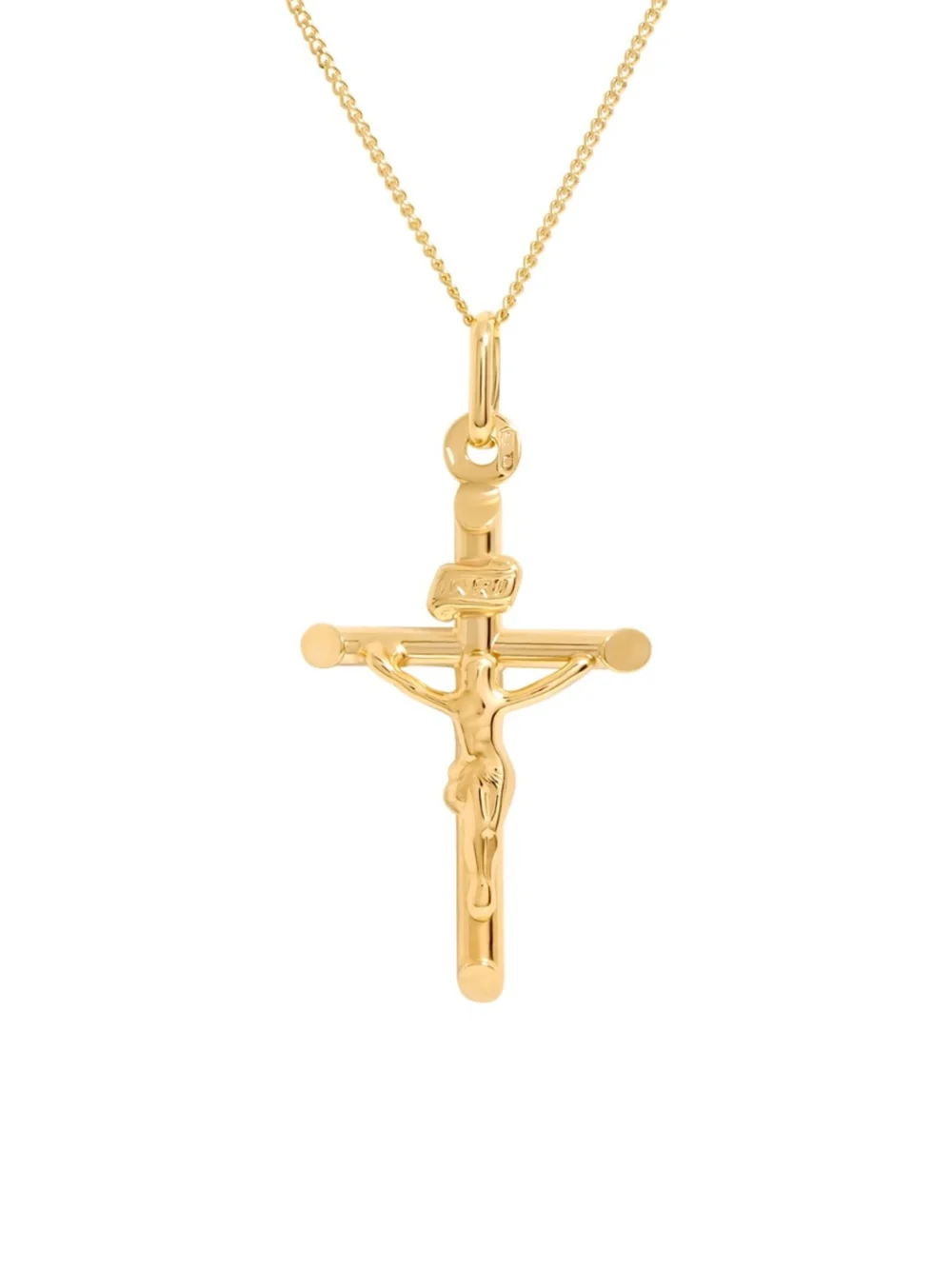 William May 9ct Yellow Gold Crucifix Pendant & 18" Necklace