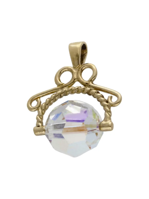 William May 9ct Yellow Gold Crystal Spinner Fob Pendant