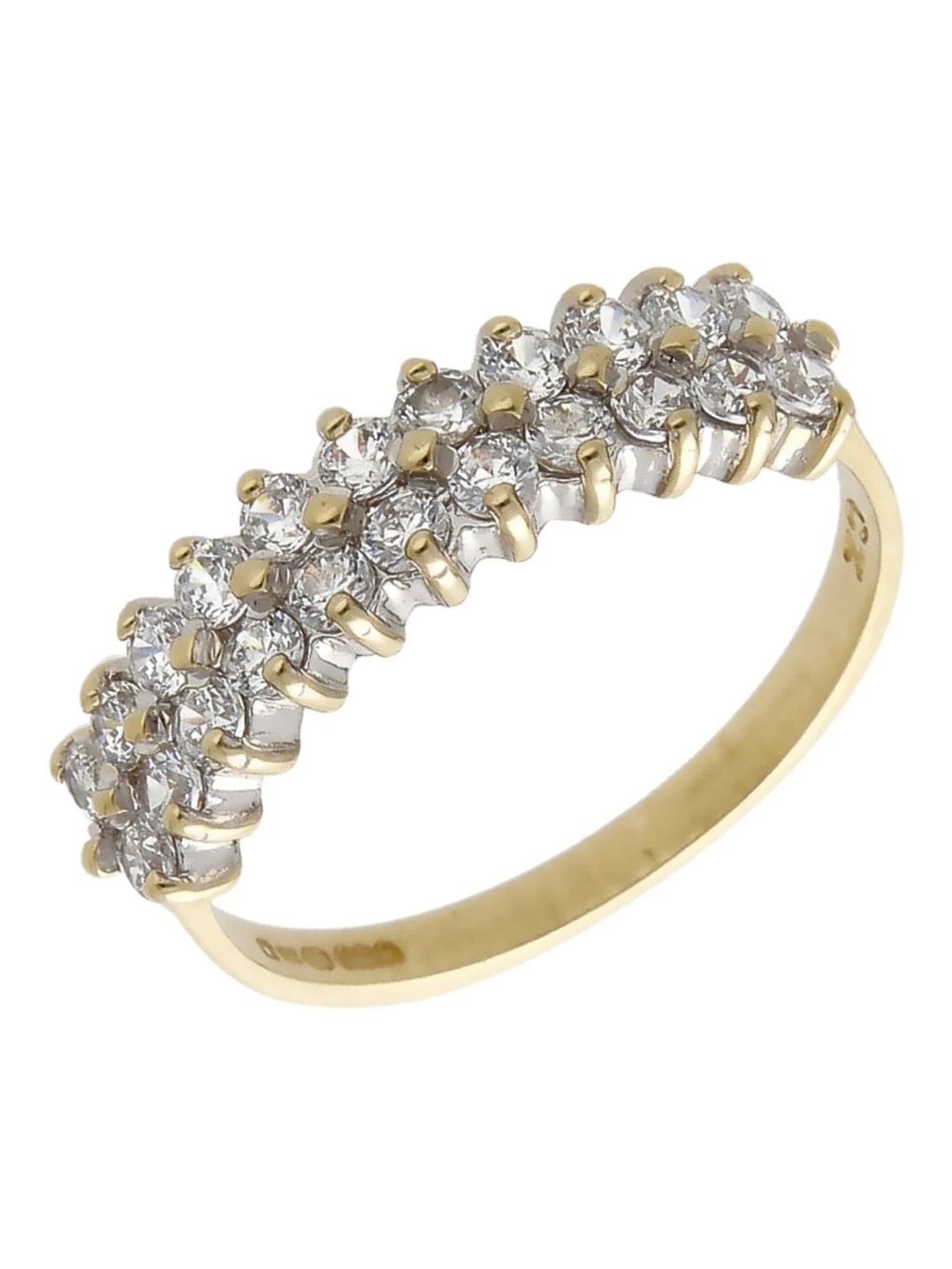 William May 9ct Yellow Gold Cubic Zirconia 2 Row Dress Ring