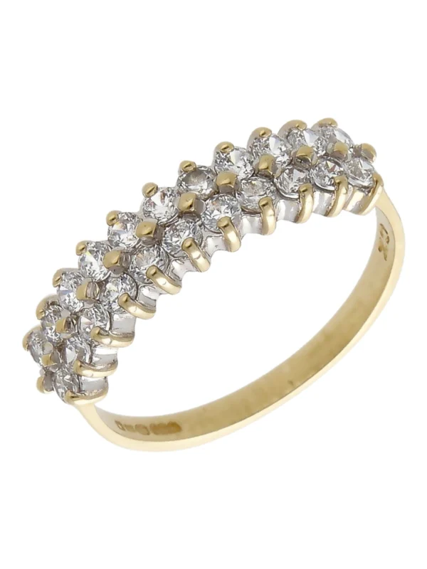 William May 9ct Yellow Gold Cubic Zirconia 2 Row Dress Ring