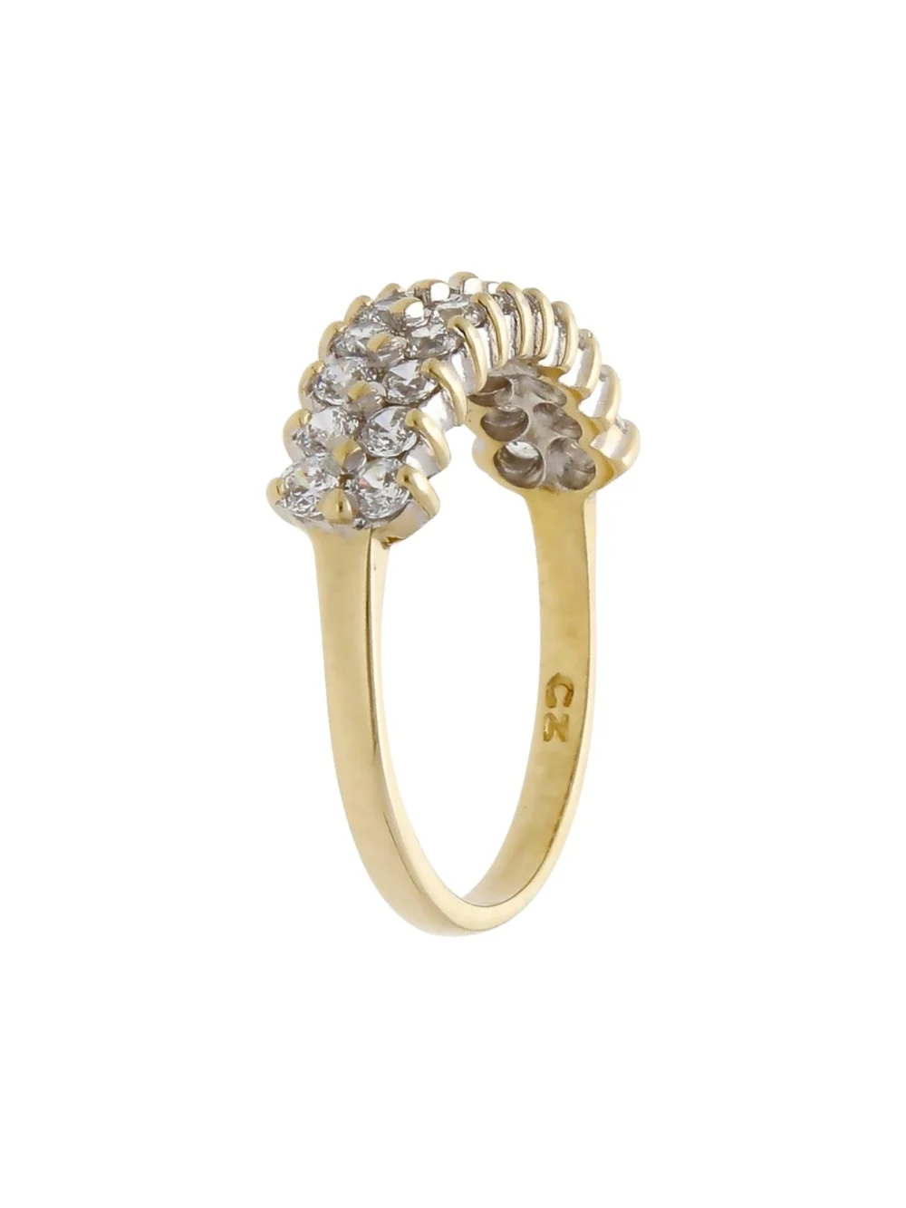 William May 9ct Yellow Gold Cubic Zirconia 2 Row Dress Ring, view 2
