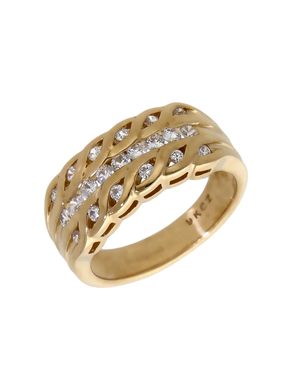 William May 9ct Yellow Gold Cubic Zirconia 3 Row Dress Ring
