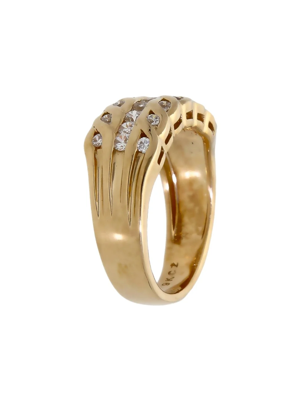 William May 9ct Yellow Gold Cubic Zirconia 3 Row Dress Ring, view 2