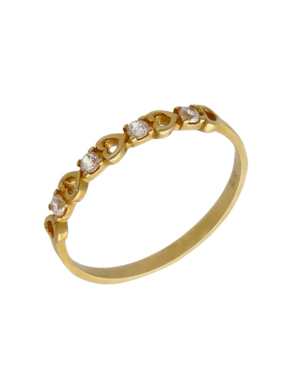 William May 9ct Yellow Gold Cubic Zirconia & Hearts Half Eternity Ring