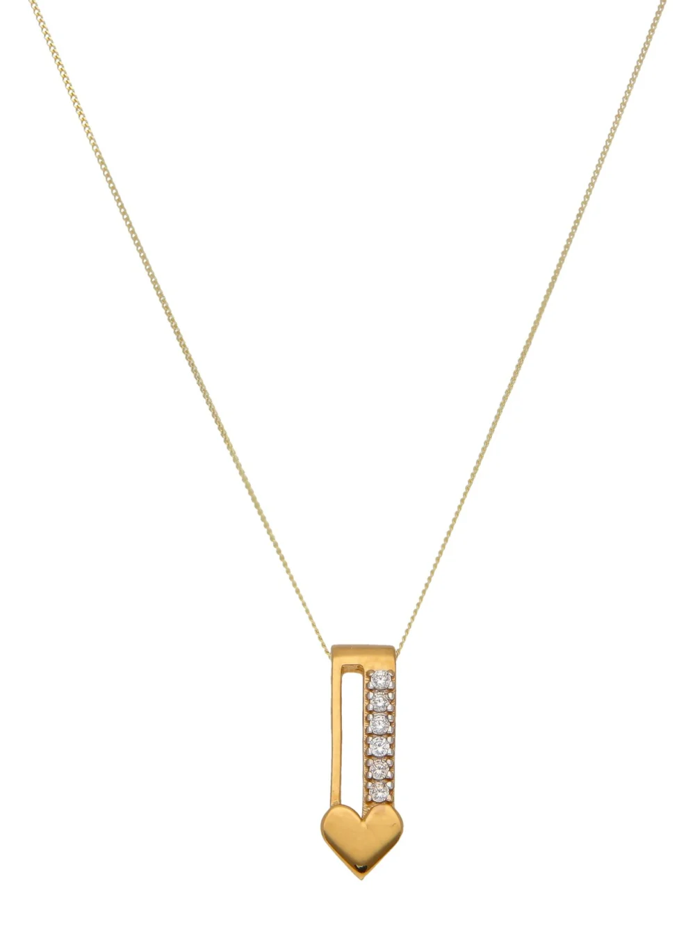 William May 9ct Yellow Gold Cubic Zirconia Arrow Heart 18" Necklace