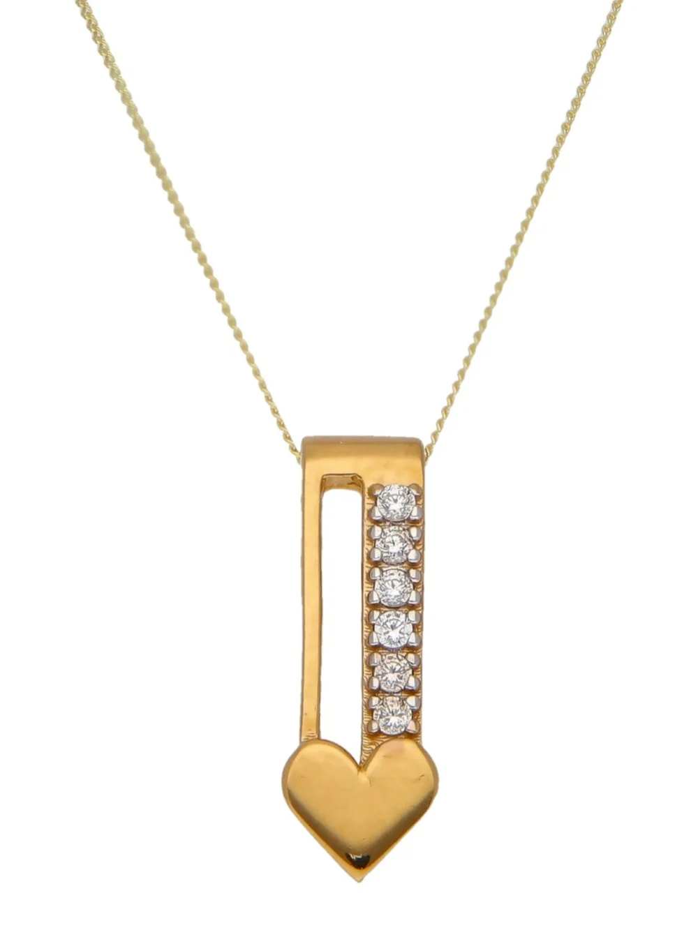 William May 9ct Yellow Gold Cubic Zirconia Arrow Heart 18" Necklace, view 2