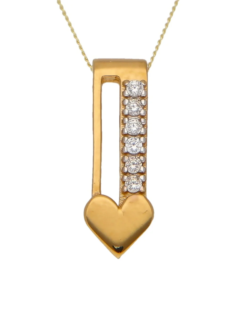 William May 9ct Yellow Gold Cubic Zirconia Arrow Heart 18" Necklace, view 4