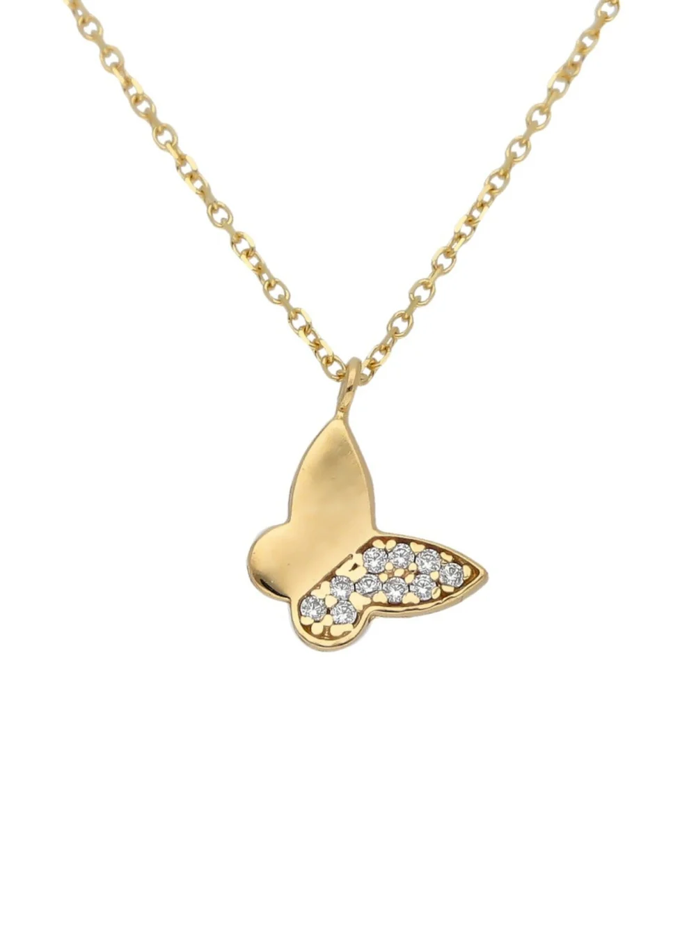 William May 9ct Yellow Gold Cubic Zirconia Butterfly 16-17" Necklace, view 2