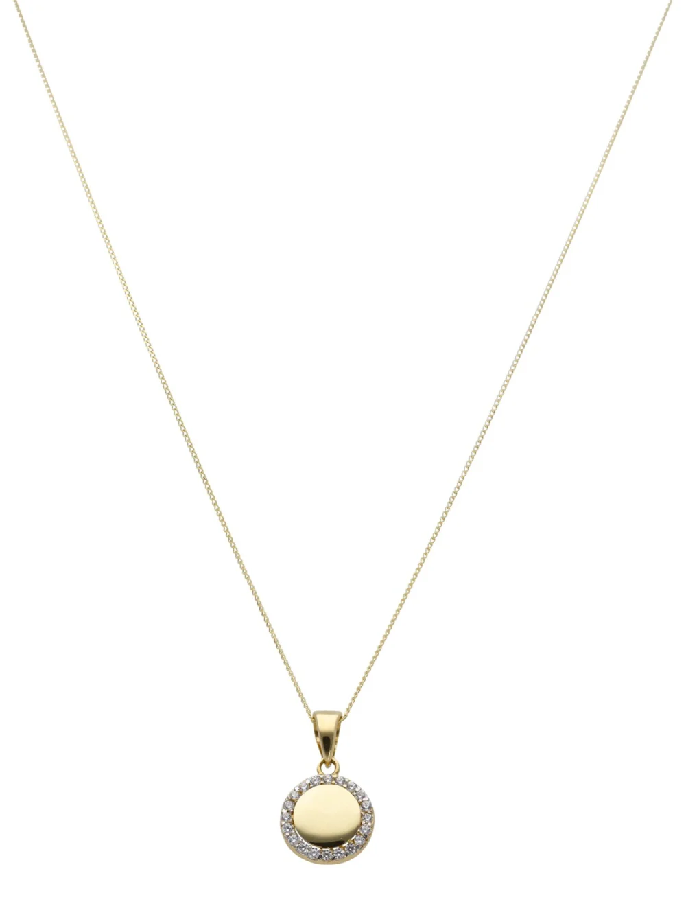 William May 9ct Yellow Gold Cubic Zirconia Circle & 18" Chain Necklace