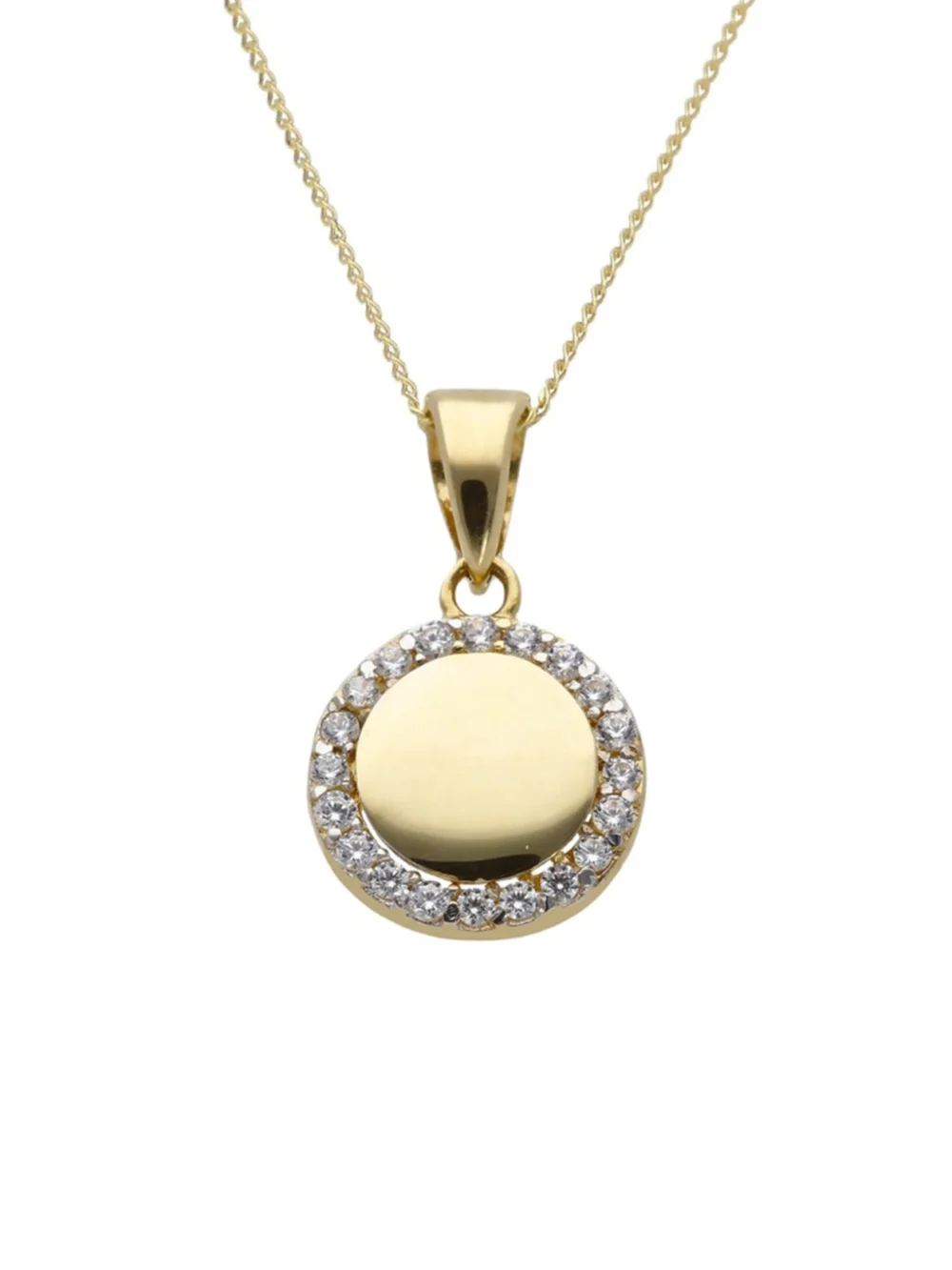 William May 9ct Yellow Gold Cubic Zirconia Circle & 18" Chain Necklace, view 2