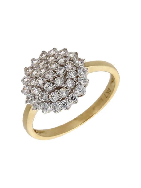 William May 9ct Yellow Gold Cubic Zirconia Cluster Ring