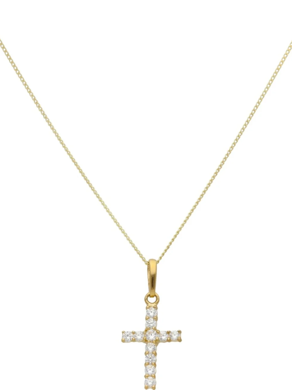 William May 9ct Yellow Gold Cubic Zirconia Cross Pendant & 18" Necklace, view 2