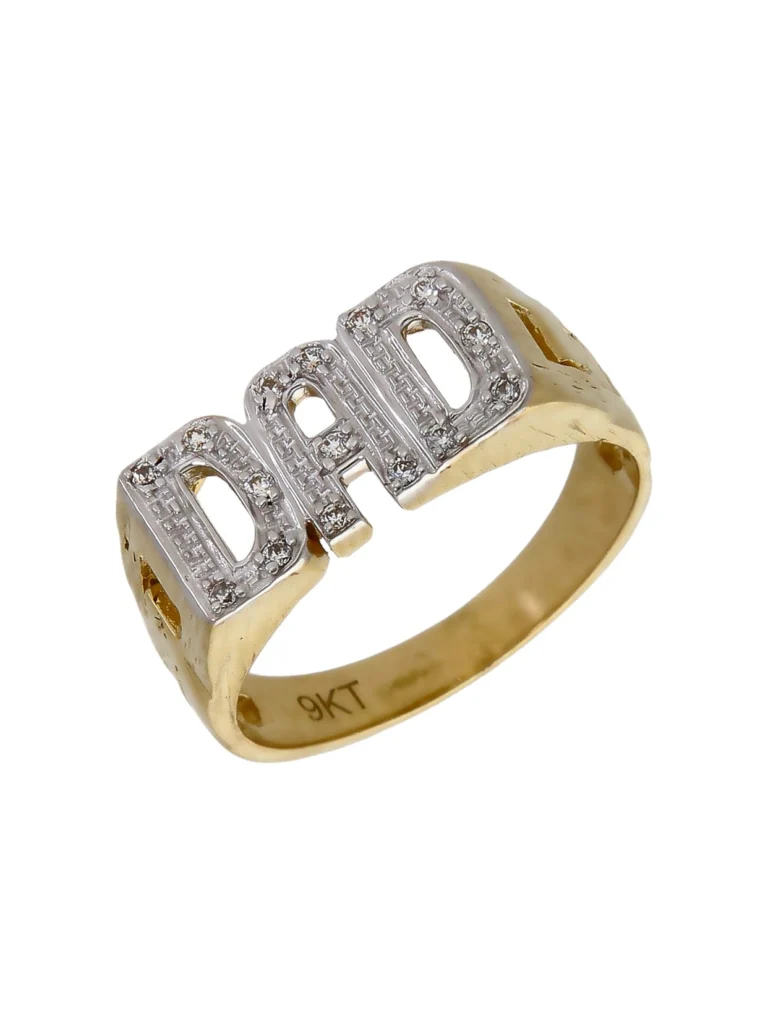 William May 9ct Yellow Gold Cubic Zirconia Dad Ring