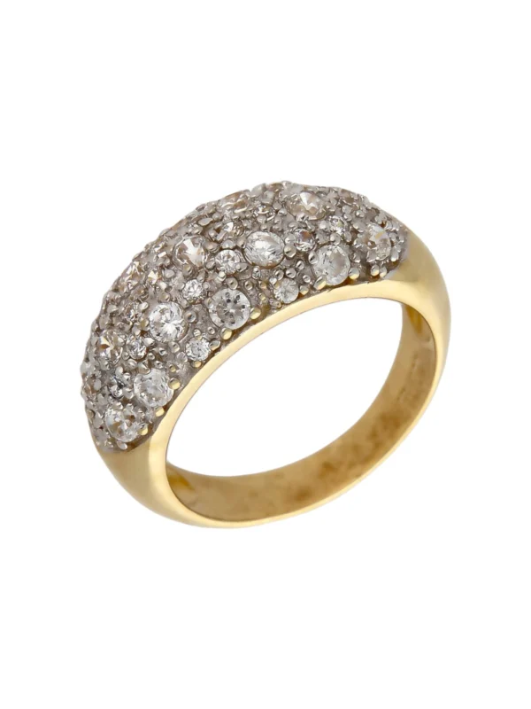 William May 9ct Yellow Gold Cubic Zirconia Domed Dress Ring