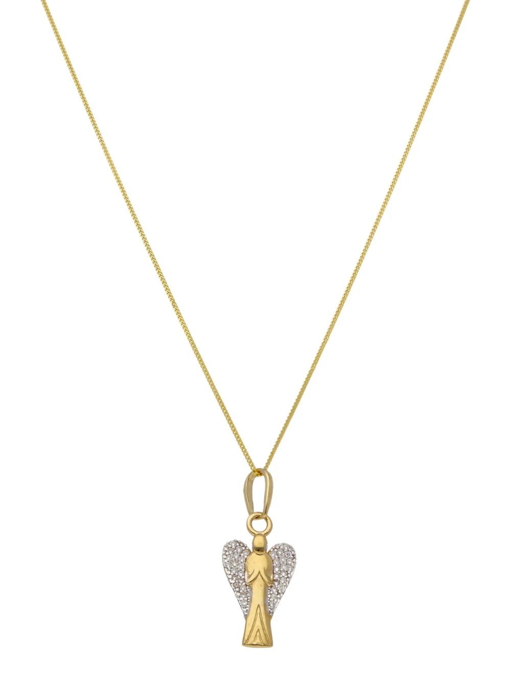 William May 9ct Yellow Gold Cubic Zirconia Guardian Angel Necklace