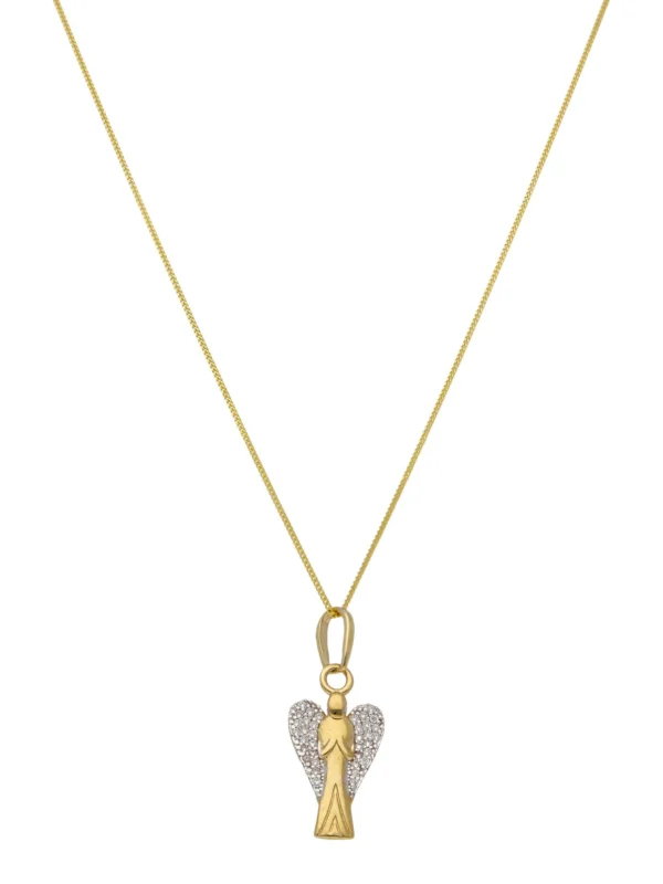 William May 9ct Yellow Gold Cubic Zirconia Guardian Angel Necklace