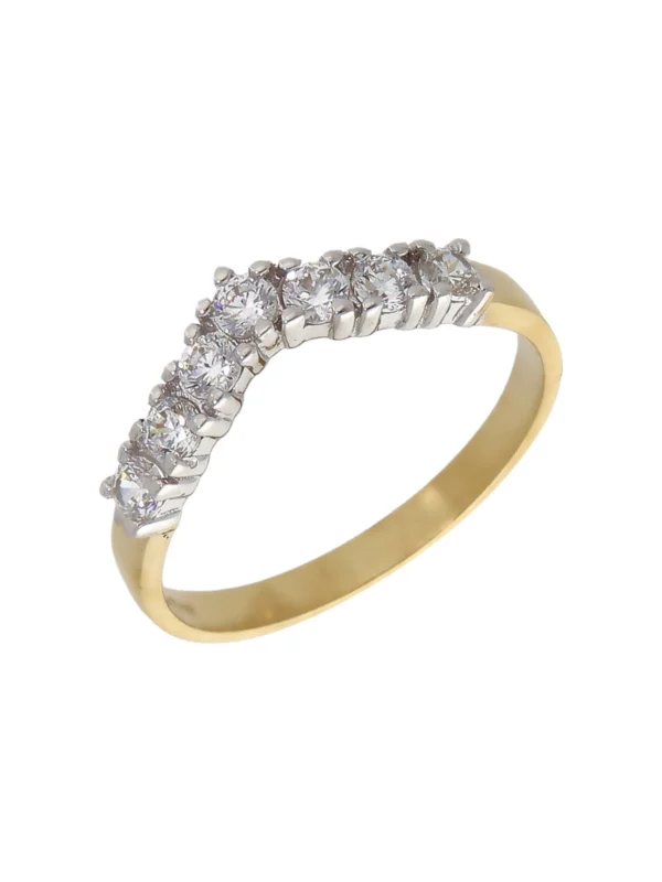 William May 9ct Yellow Gold Cubic Zirconia Half Wishbone Ring