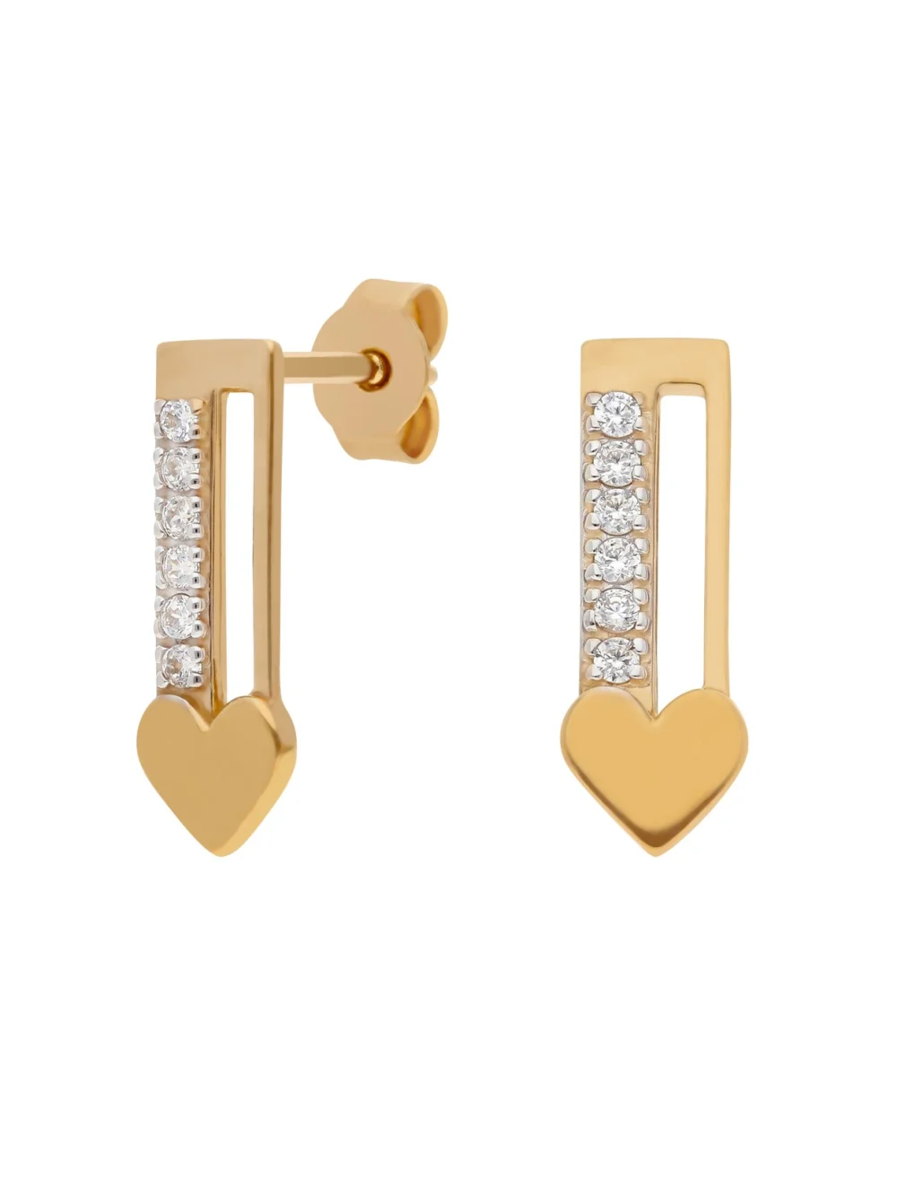William May 9ct Yellow Gold Cubic Zirconia Heart Arrow Stud Earrings