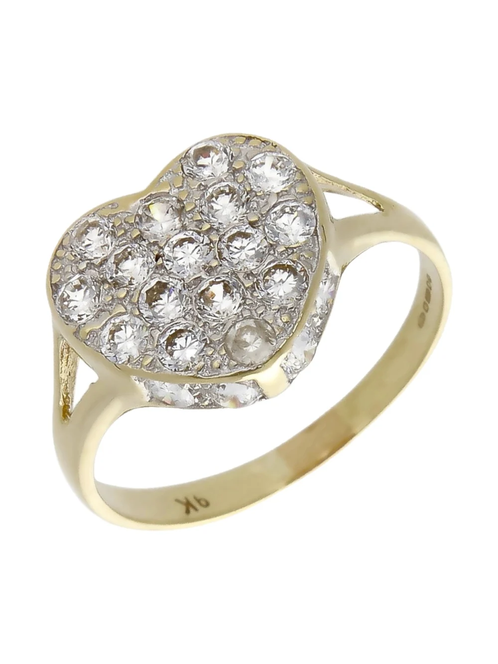 William May 9ct Yellow Gold Cubic Zirconia Heart Cluster Ring