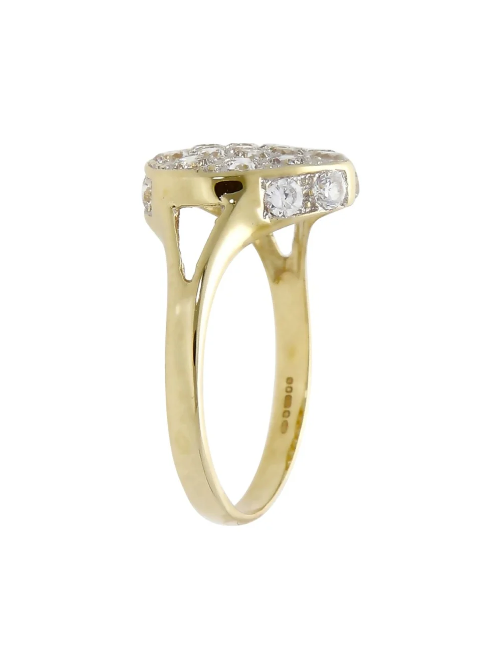 William May 9ct Yellow Gold Cubic Zirconia Heart Cluster Ring, view 2