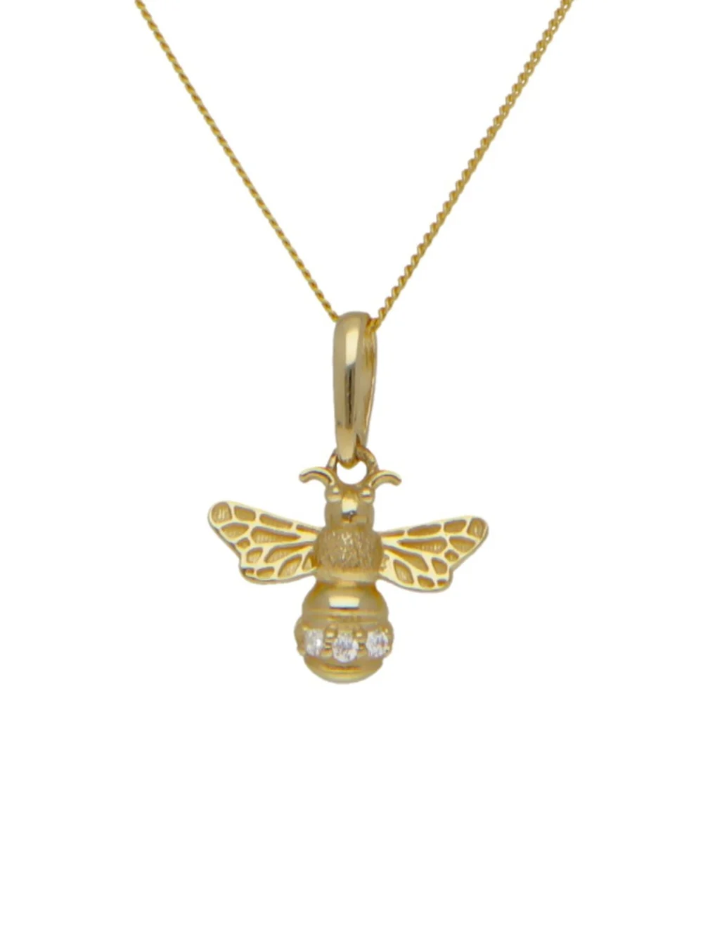 William May 9ct Yellow Gold Cubic Zirconia Manchester Bee Necklace, view 2