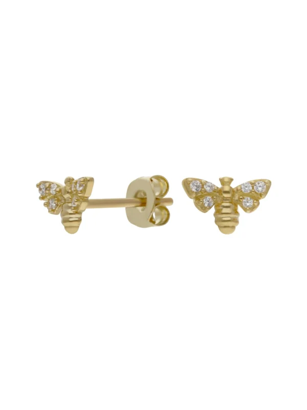 William May 9ct Yellow Gold Cubic Zirconia Manchester Bee Stud Earrings