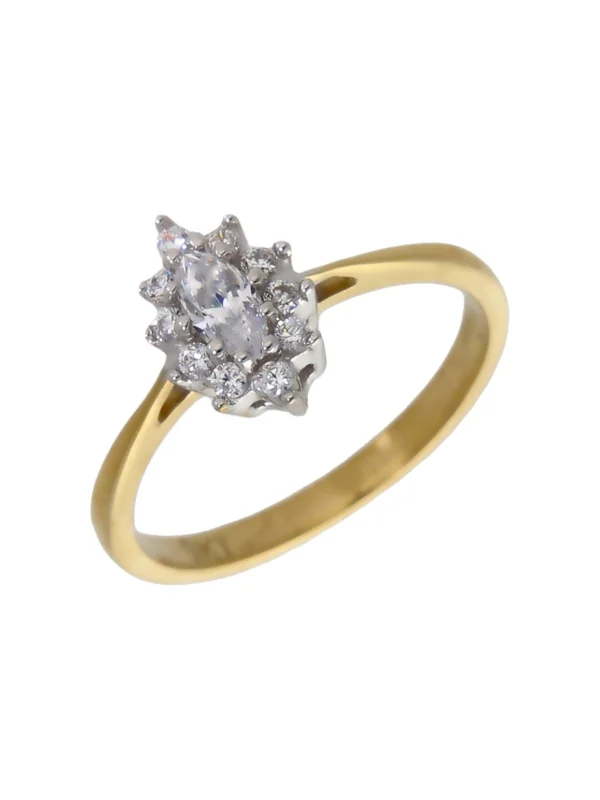William May 9ct Yellow Gold Cubic Zirconia Marquise Cluster Ring