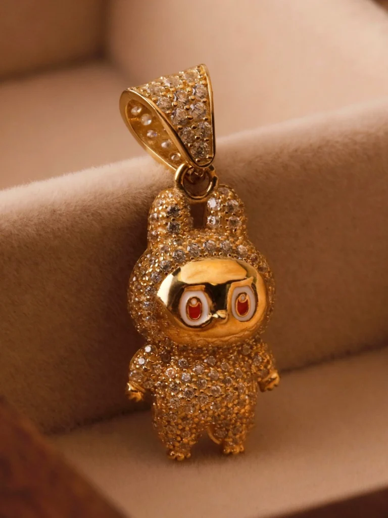 William May 9ct Yellow Gold Cubic Zirconia Monster Pendant