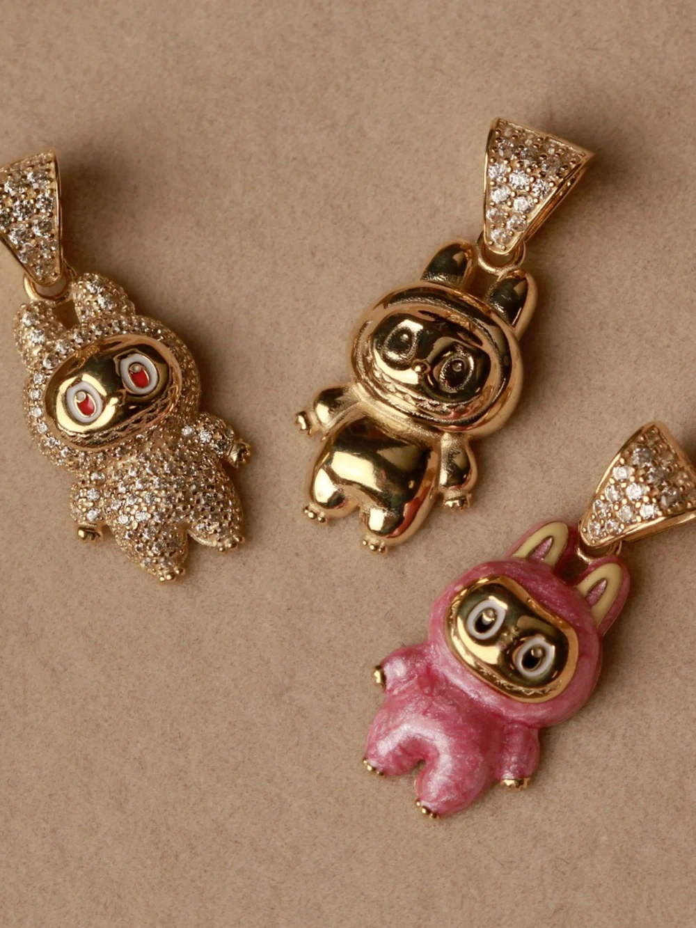 William May 9ct Yellow Gold Cubic Zirconia Monster Pendant, view 3