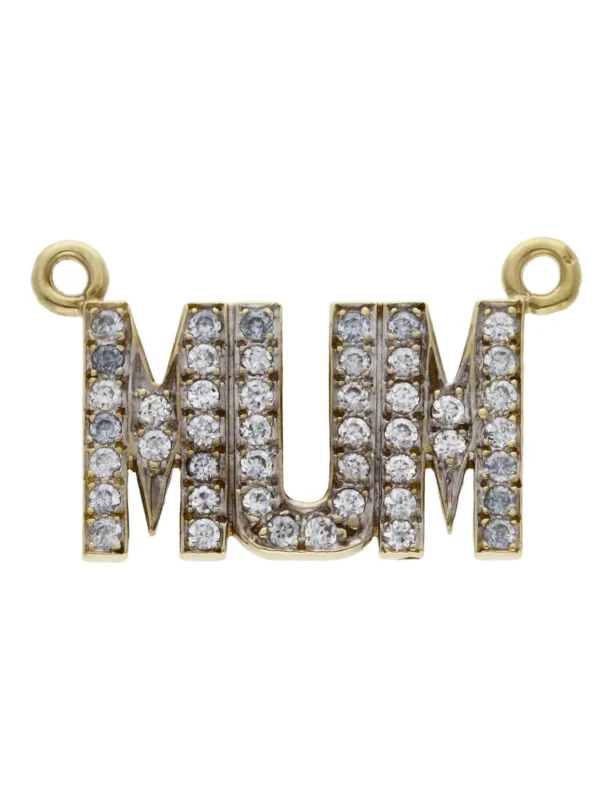 William May 9ct Yellow Gold Cubic Zirconia Mum Name Plate