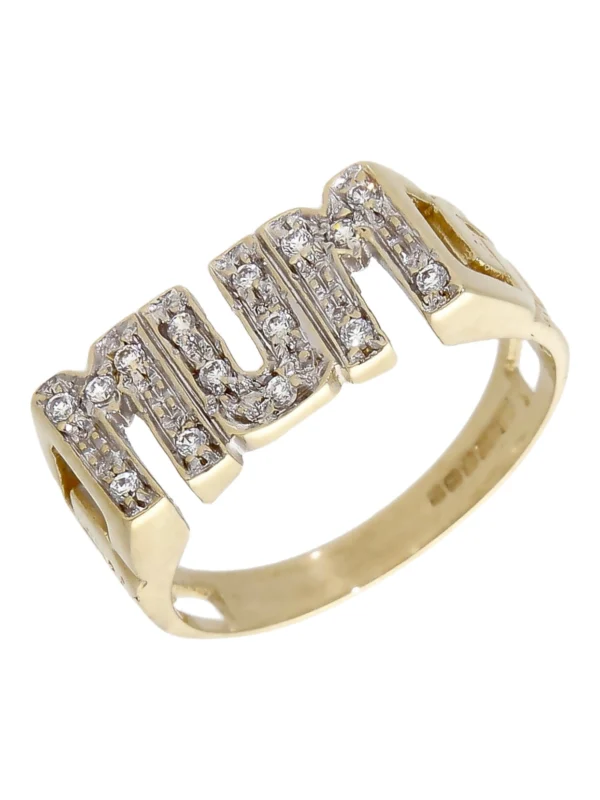 William May 9ct Yellow Gold Cubic Zirconia Mum Ring