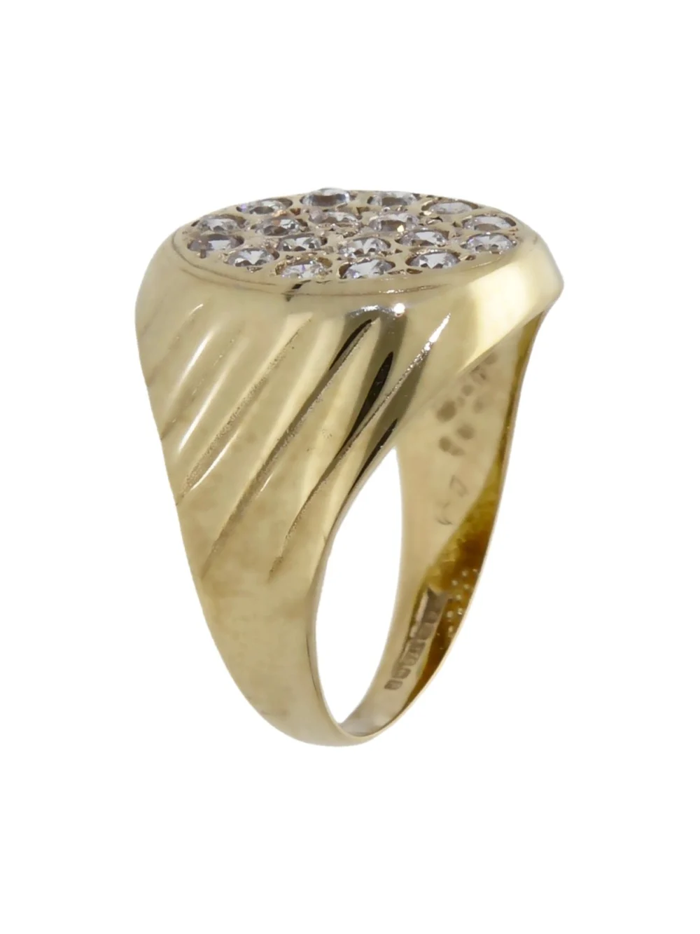 William May 9ct Yellow Gold Cubic Zirconia Oval Signet Ring, view 2